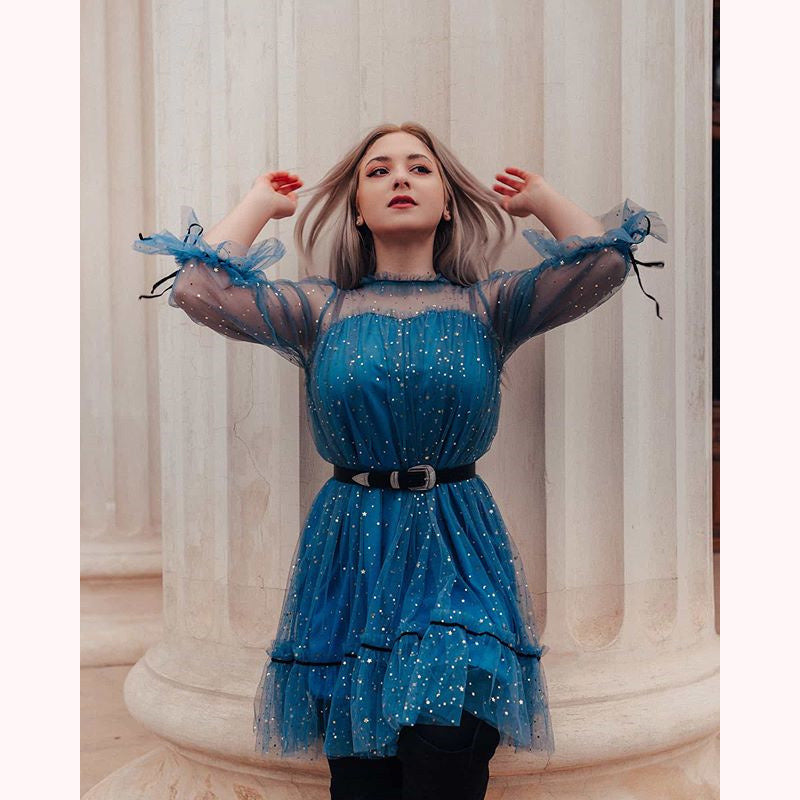 "5 COLORS FAIRY PAILLETTE LACE TULLE" DRESS K082301REVIEW