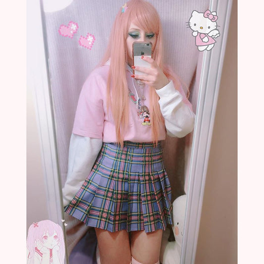 "PURPLE PLAID" SKIRT K061902