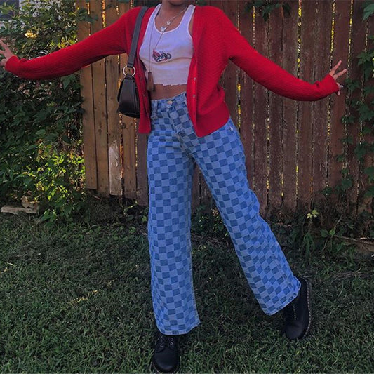 "RETRO PLAID" BLUE JEANS K060610