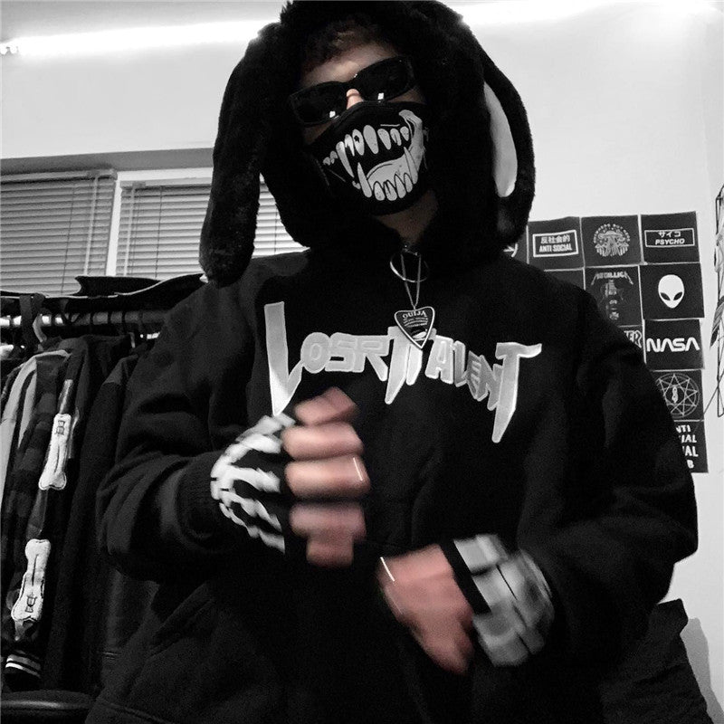 [@grunge_xx] DARK BUNNY EARS HOODIE UB2653