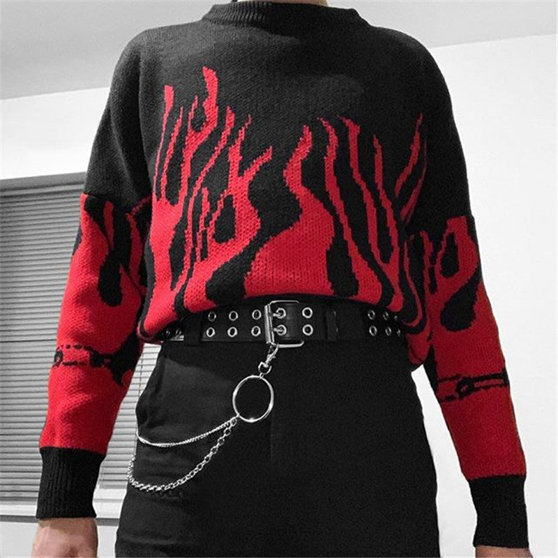 [@grunge_xx] "FLAME RED PURPLE" PULLOVER SWEATER K071310REVIEW