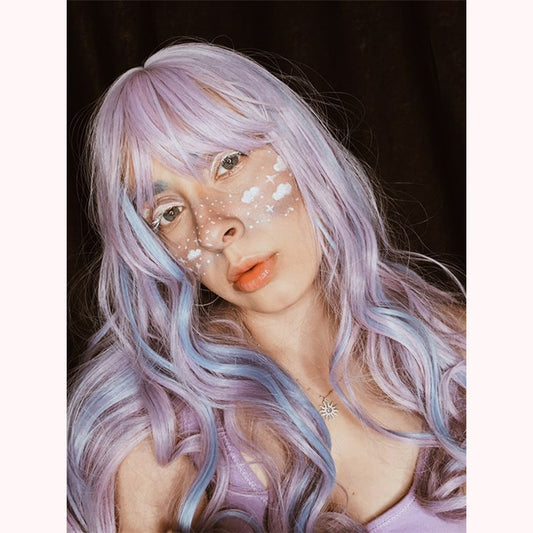 [ @iulianamihai ] "BLUE PURPLE UNICORN CURLY LONG" WIG Y040902