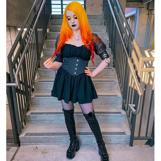 [@sapplesauce666] "DARK GOTHIC MESH PUFF SLEEVE" DRESS N042406