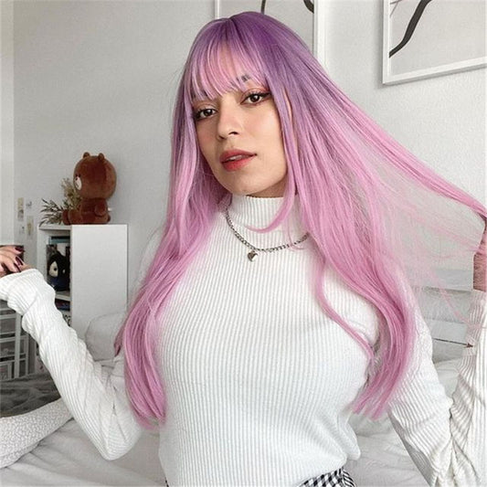 [@ruthie.xz ] " PURPLE LONG STRAIGHT HAIR "WIG H081902