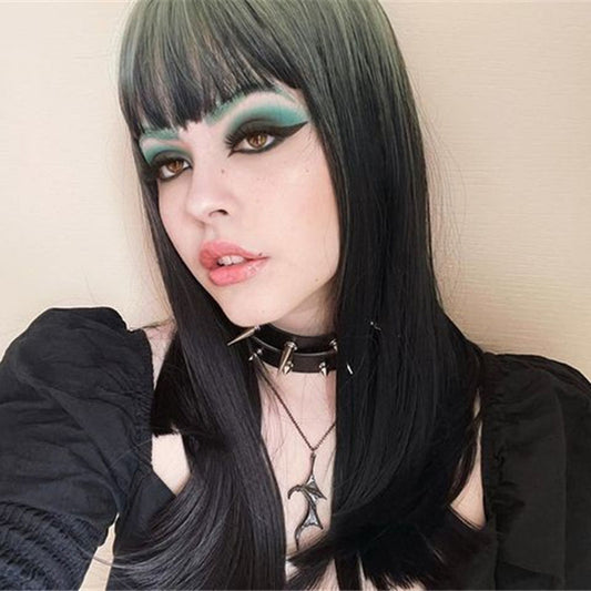 [@vampiregiulia ]"LOLITA SMOKY GRAY BLACK GRADIENT LONG STRAIGHT" WIG N032006