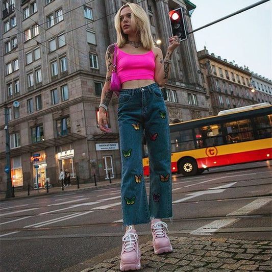 [@klaudiabieszcz] "COLOR BUTTERFLY" JEANS N090209