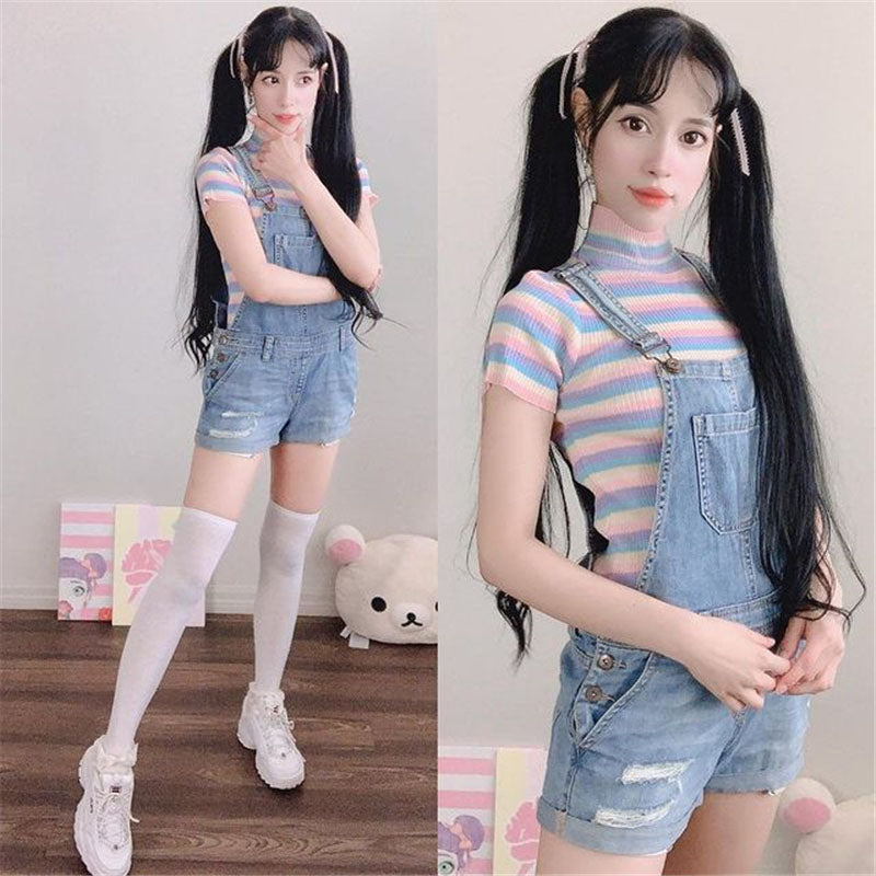[@himecoser ] "PASTEL STRIPES" TEE K061501