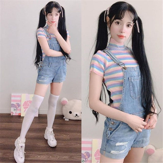 [@himecoser ] "PASTEL STRIPES" TEE K061501