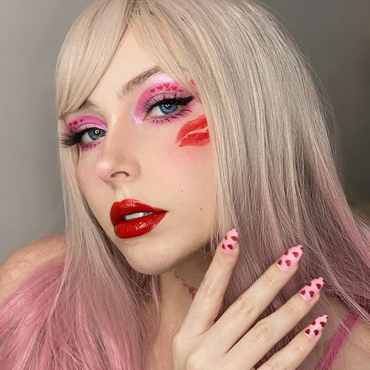 Gradient Pink Long Straight Hair Wig H082012