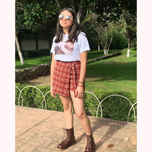 "HUGE" PLAID SKIRT SHORT K022006