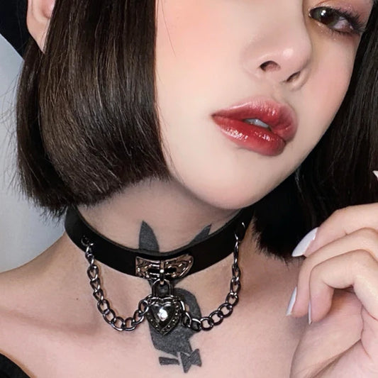 Goth Punk Chain Heart Chokers  UB96041