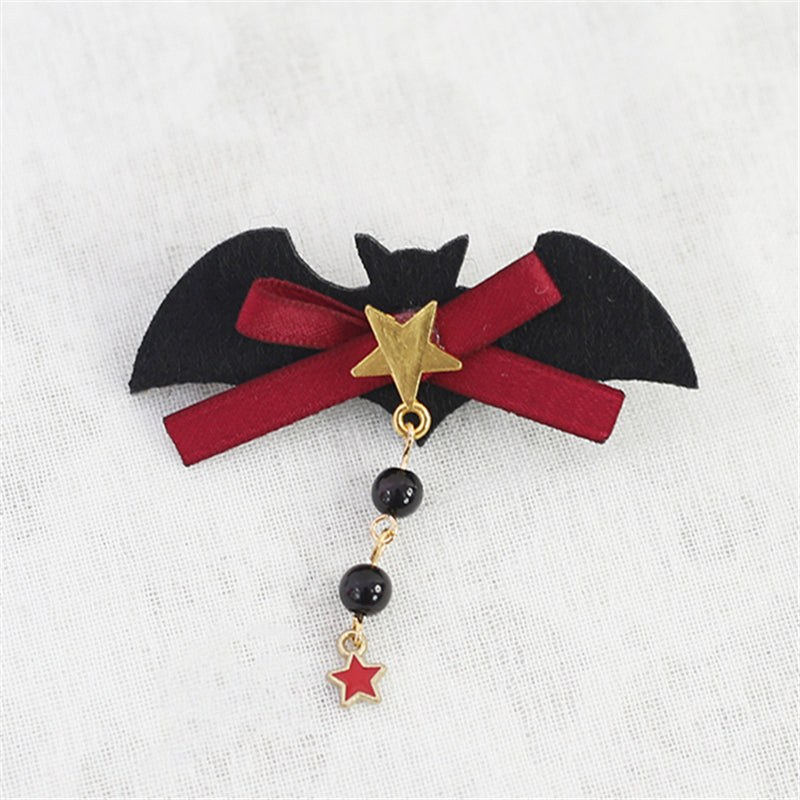 Halloween Orange Pumpkin Bow Little Devil Wings Hairpin UB96009