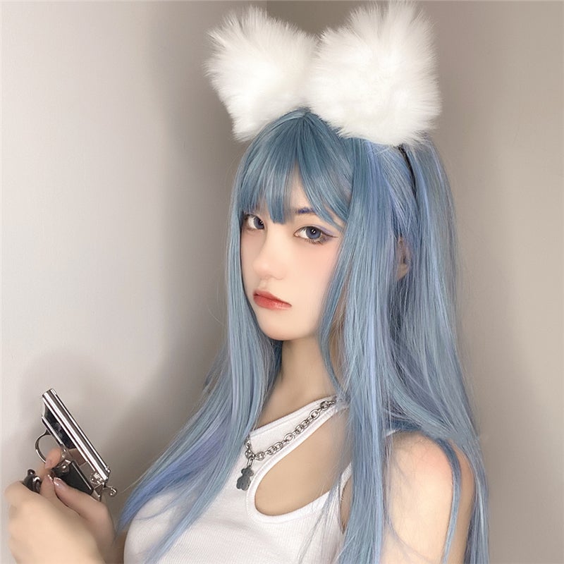 Blue Color Gradient Lolita Cute Long Straight Wig UB6145