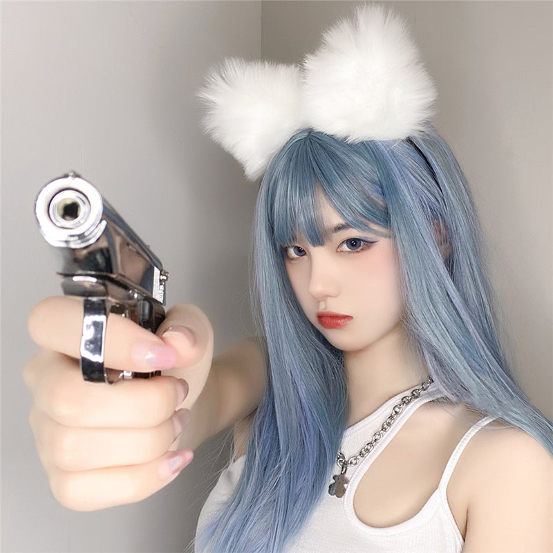 Blue Color Gradient Lolita Cute Long Straight Wig UB6145