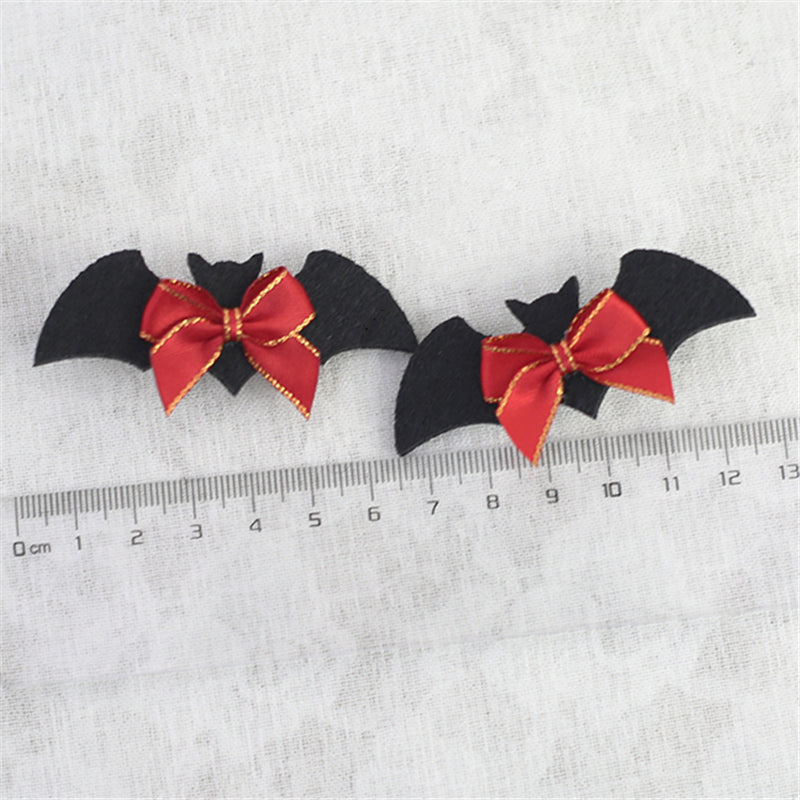 Halloween Orange Pumpkin Bow Little Devil Wings Hairpin UB96009