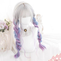 Lolita Gray white Blue Purple Gradient Wig UB2410