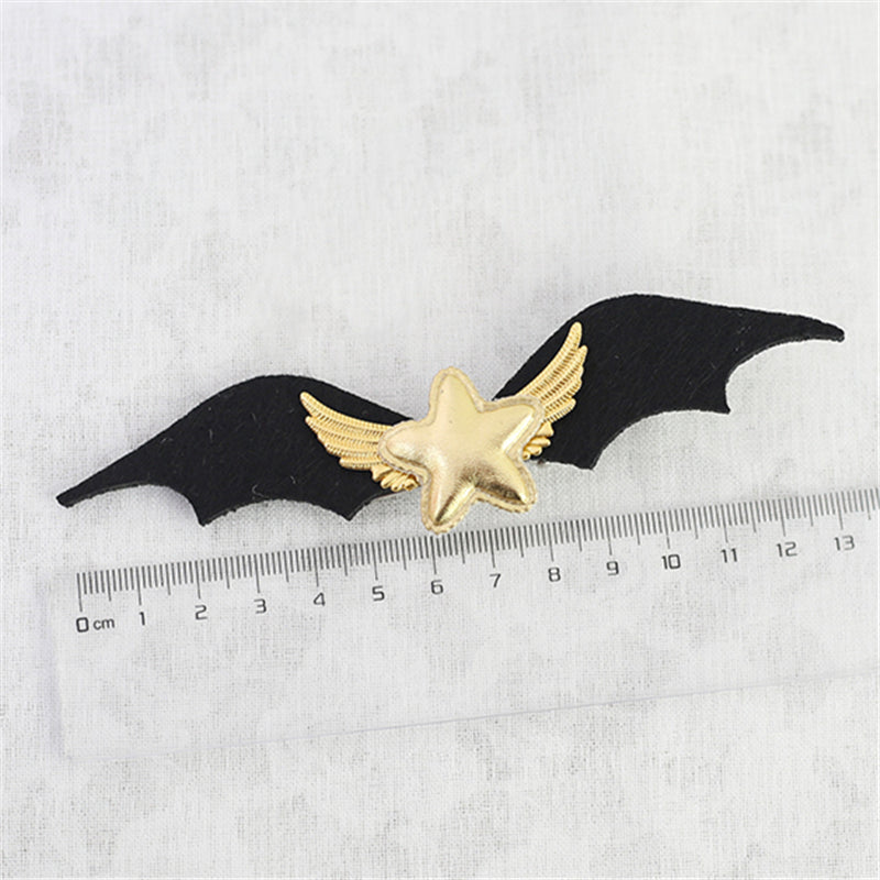 Halloween Orange Pumpkin Bow Little Devil Wings Hairpin UB96009