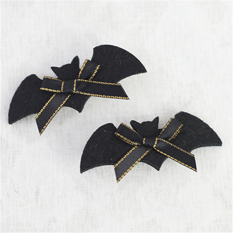 Halloween Orange Pumpkin Bow Little Devil Wings Hairpin UB96009