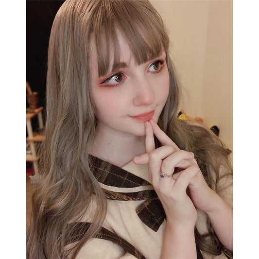 [@musedreaming ] "AOKI LINEN GREY PINK LONG CURLY" WIG N122806