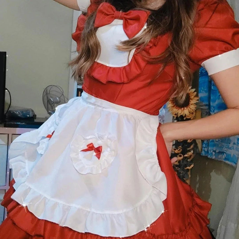 Red Lolita Sexy Maid Outfit Dress UB3457