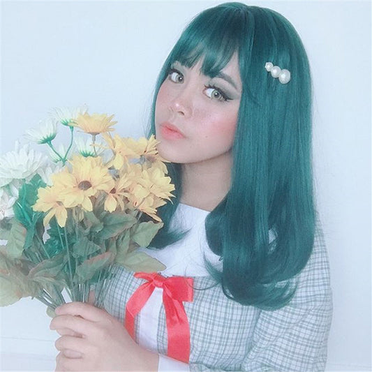 [@niamerican] "LOLITA DARK GREEN" MEDIUM LONG WIG K102307REVIEW