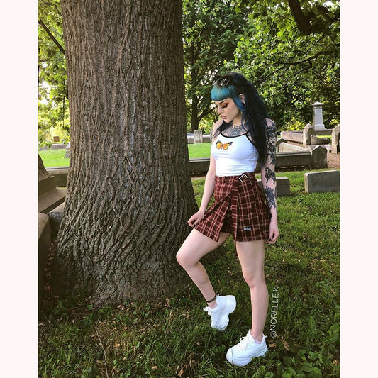 "HUGE" PLAID SKIRT SHORT K022006