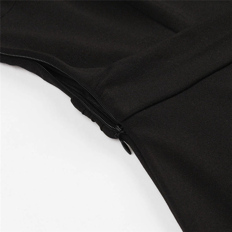 "S-4XL BLACK/WINE SEE-THROUGH FLARE SLEEVE" DRESSES Y021608