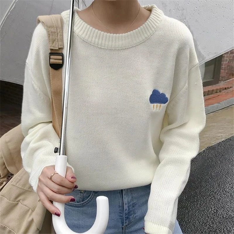 "EMBROIDERED WEATHER KNIT" SWEATER K110803