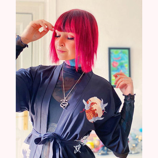 [ @ronyahmononoke ]f "CRANE CHASE THE MOON" SUNSCREEN KIMONO D051503