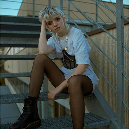 [@sleepinredroses] Mesh Stitching Chain Strap Corset UB2477