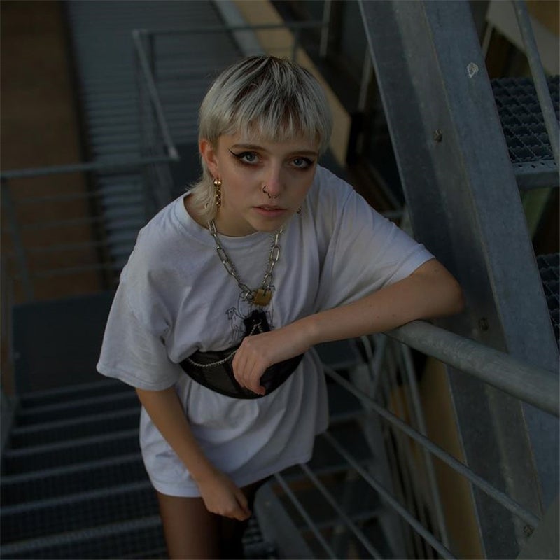 [@sleepinredroses] Mesh Stitching Chain Strap Corset UB2477