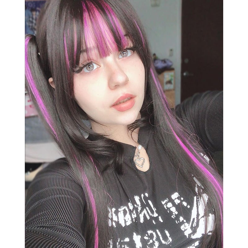 LOLITA BLACK PURPLE PONYTAIL STRAIGHT WIG UB2809