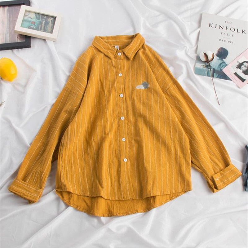 “EMBROIDERY WEATHER” STRIPED SHIRT W042003