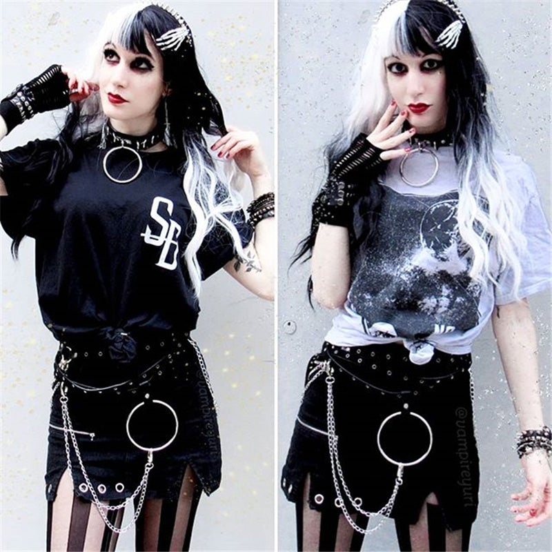 "LOLITA HALF BLACK HALF WHITE" WIG Y040909