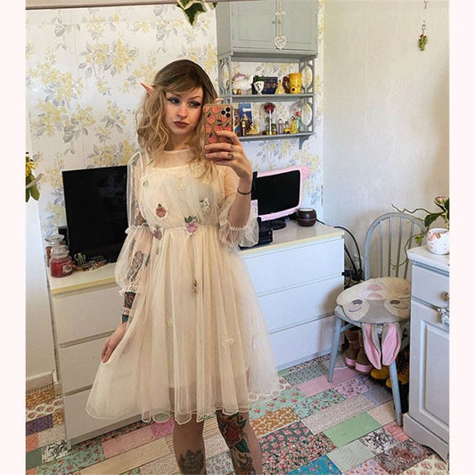 [@f.oxbaby ] "FLOWER" MESH DRESS Y031101REVIEW