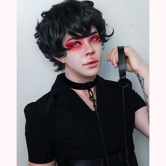 "GRAY / BEIGE HARAJUKU CURLY" SHORT WIG D041508