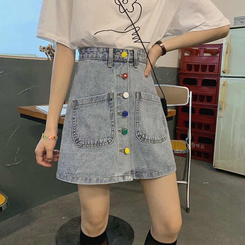 "COLOR BUTTON" SKIRT S031205