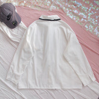 "CUTE RABBIT HIDE AND SEEK" WHITE SHIRT WITH TIE S032505