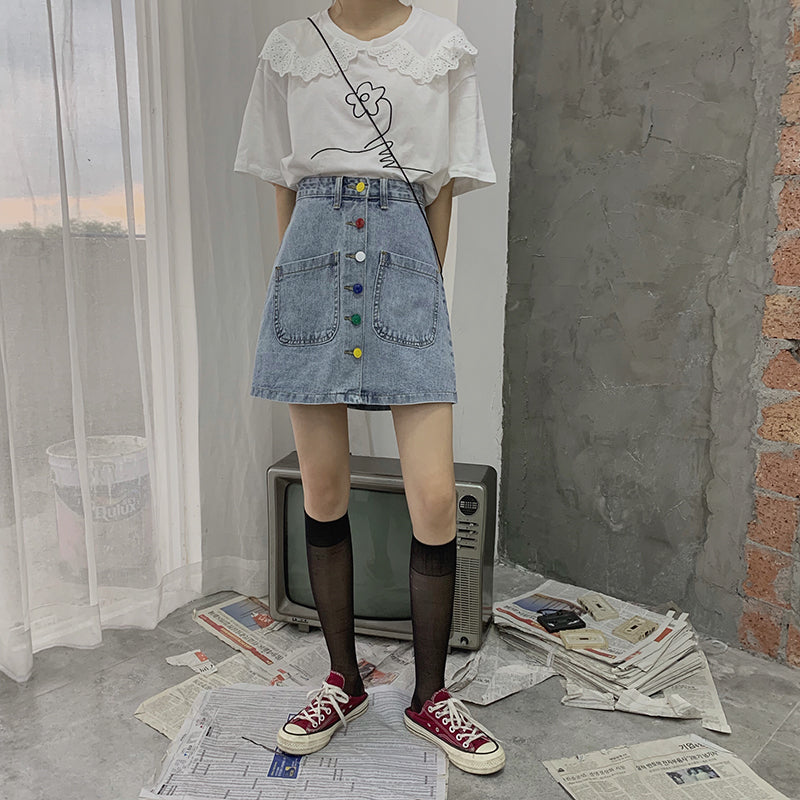 "COLOR BUTTON" SKIRT S031205