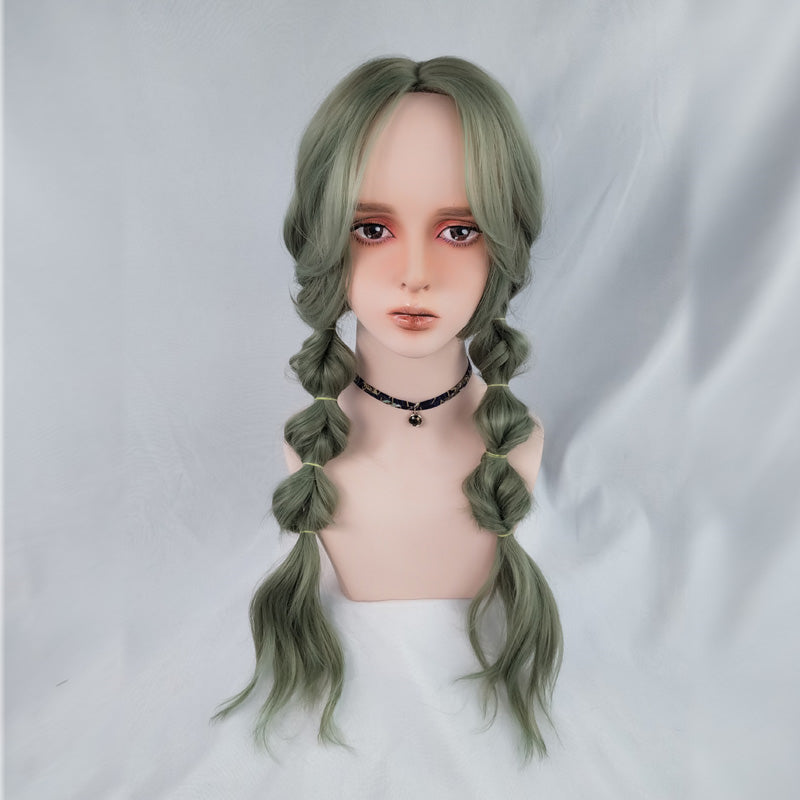 "chocolate/Green Cute Sweet" Curly Long Wig S033005