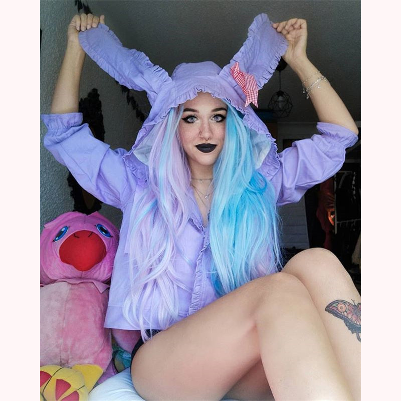 "CUTE BUNNY EAR" PURPLEHOODED JACKET K100306