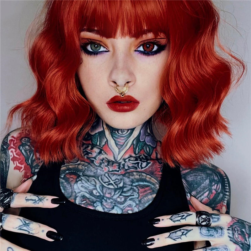 [@liloucianoofficial] Cancer | Orange Short Curly Wig UZ9124