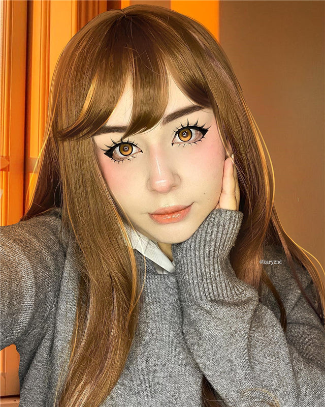 Brown Highlighting Pink Long Curly Wig N012802