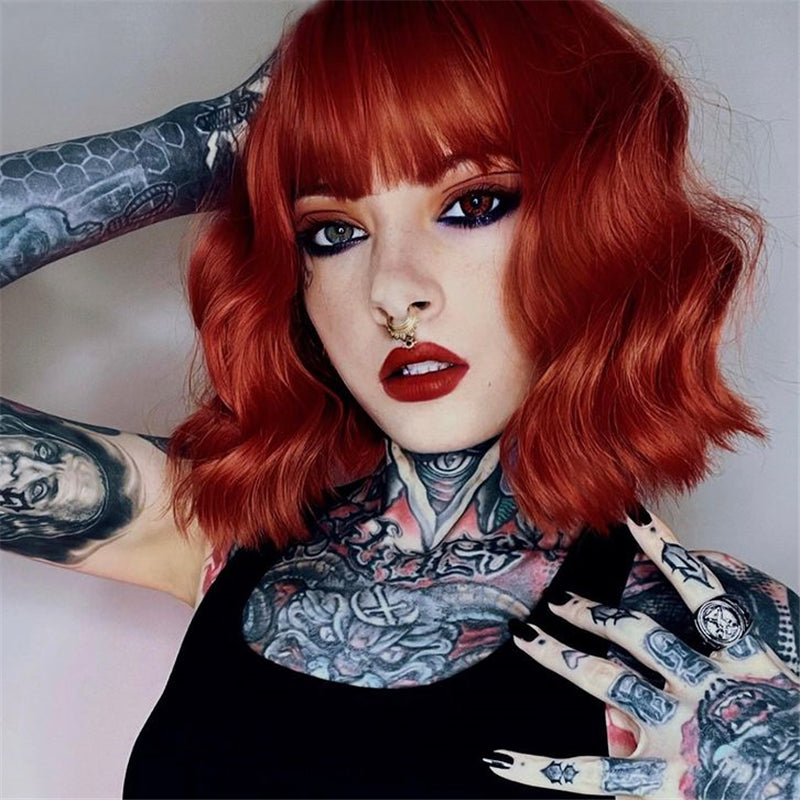 [@liloucianoofficial] Cancer | Orange Short Curly Wig UZ9124