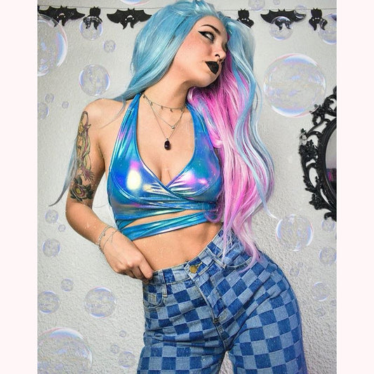 "RETRO BLUE PLAID" JEANS K060610