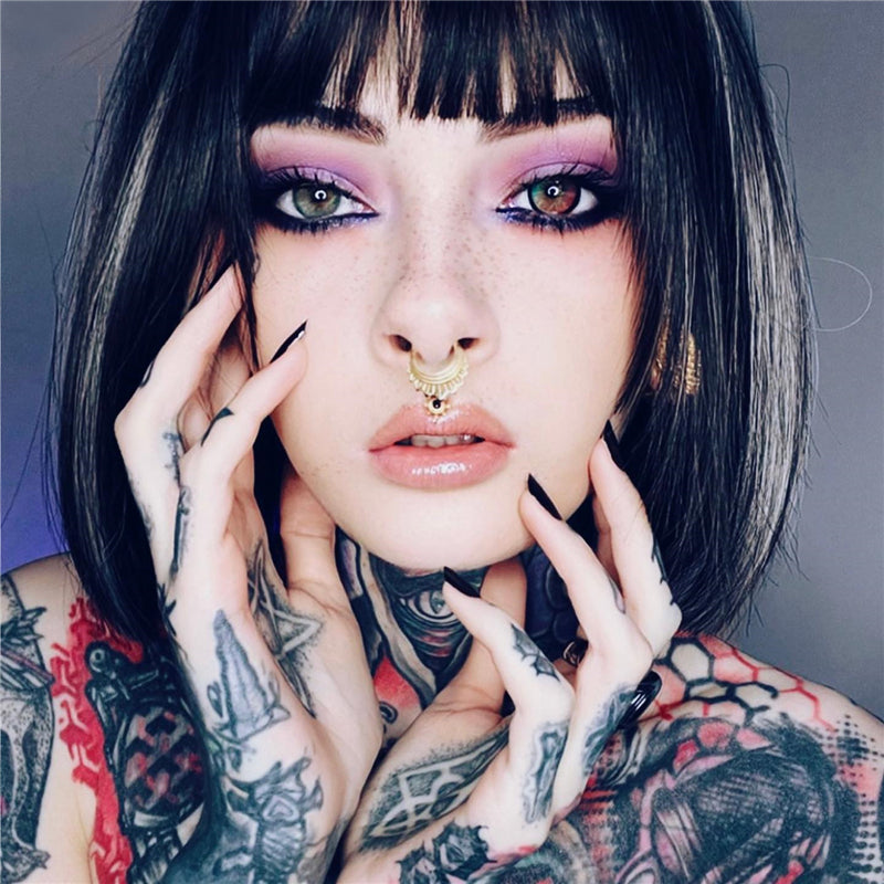 White Highlighting Black Wig UB3508