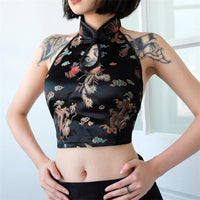 "EMBROIDERY DRAGON & CLOUD" CROP TOP W041001
