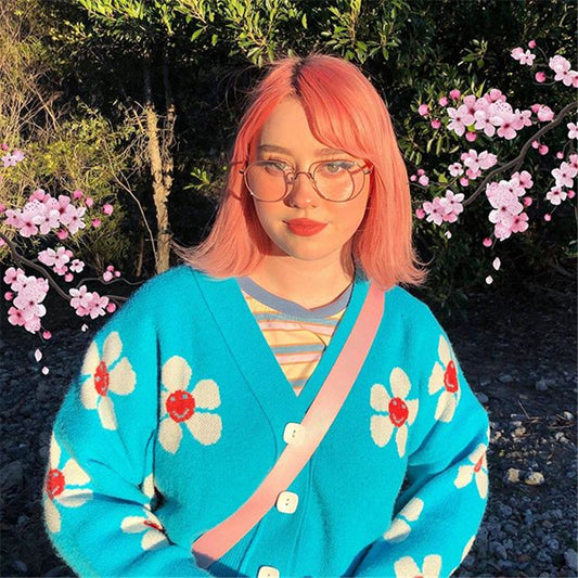 [@kidjess] "FLOWER KNITTED" SWEATER CARDIGAN Y032403