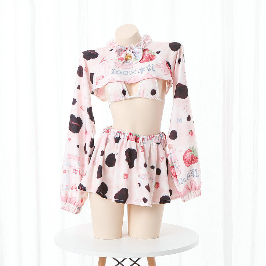 Harajuku Strawberry Milk Cute Nightdress Maid Uniform Set UB6288