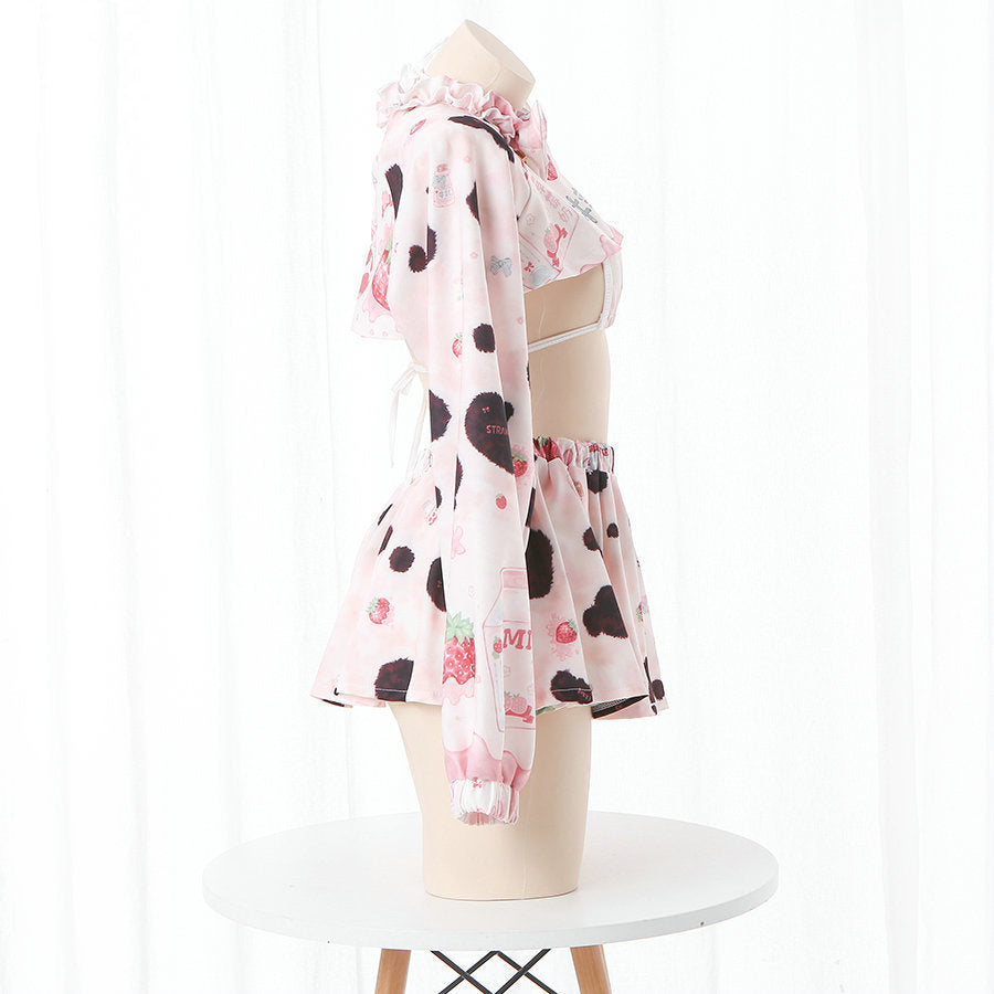 Harajuku Strawberry Milk Cute Nightdress Maid Uniform Set UB6288
